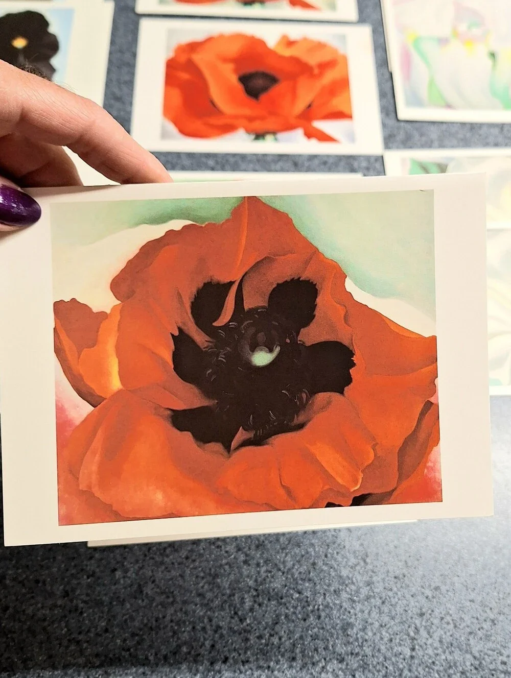 Georgia O'Keeffe Vintage Floral Card Set: Red, White, Blue &Music Pink & Blue II